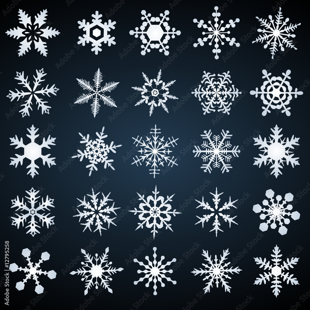 cold crystal gradient snowflakes - vector set cold crystal gradient snowflakes - vector set