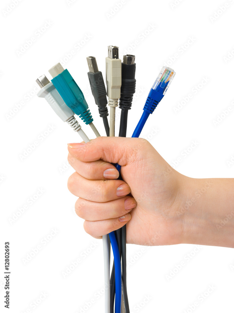 Computer cables in hand Computer cables in hand