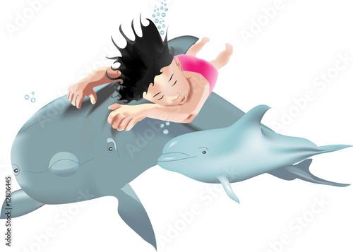 Bimba con delfini