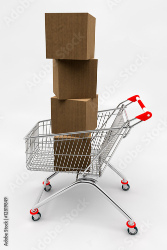 Shopping Cart Full of Boxes