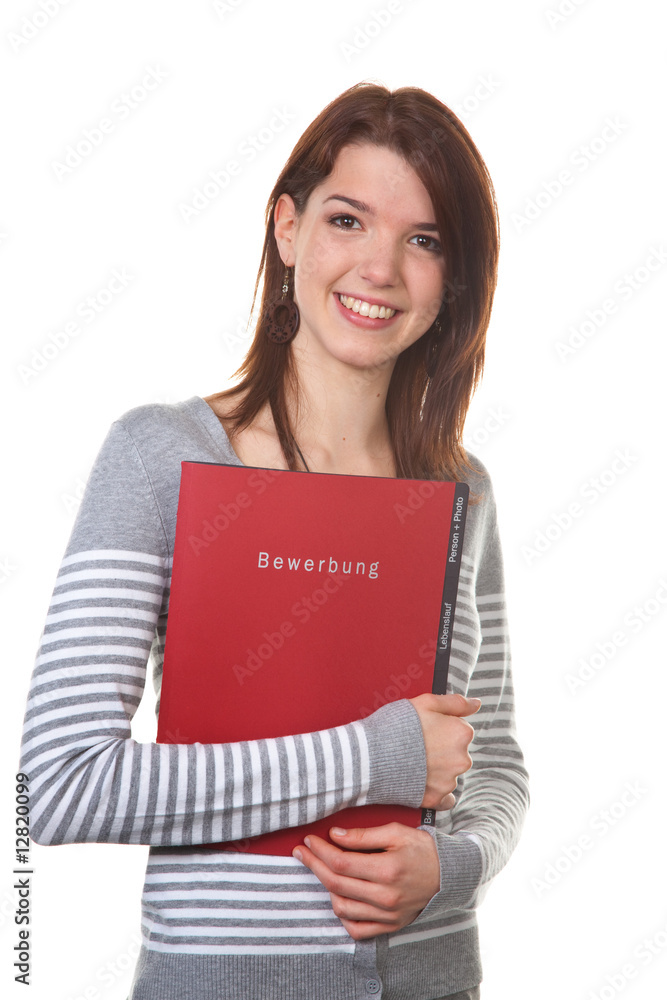 Fotografie Frau mit Bewerbungs Mappe für Einstellungsgespräch