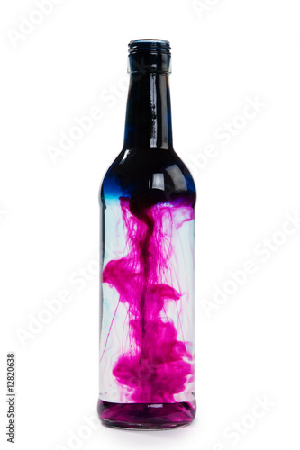 The chemical reagent in a transparent bottle