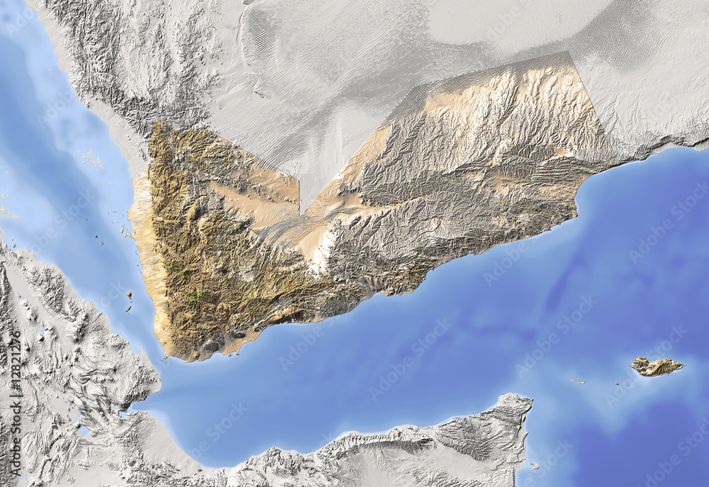 Fotografie Yemen, shaded relief map