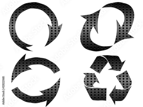 recycling icons metallic texture vector illustration