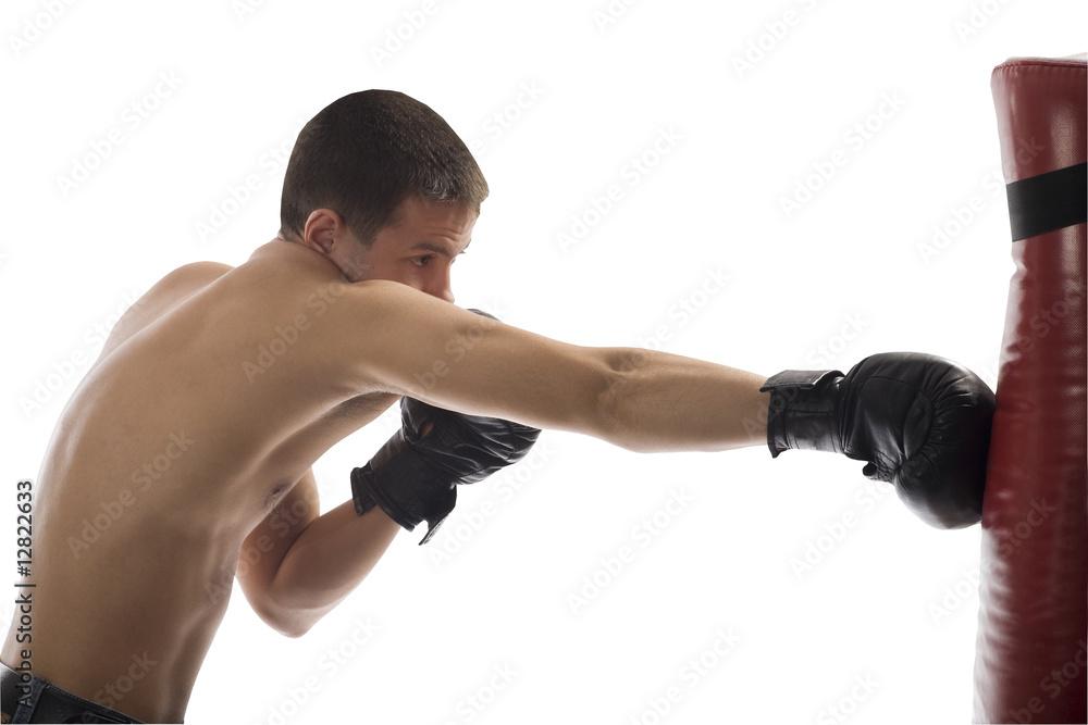 Young Boxing Man Isolated on White Background Young Boxing Man Isolated on White Background