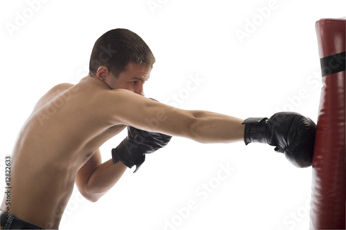 Young Boxing Man Isolated on White Background
