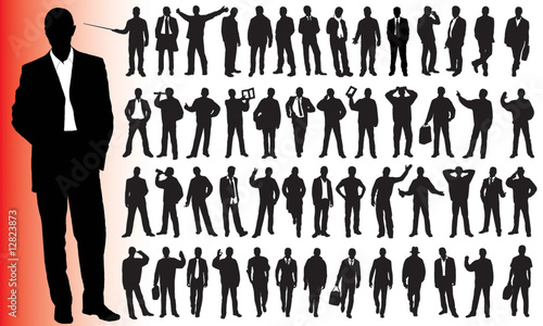 Silhouettes of many business people