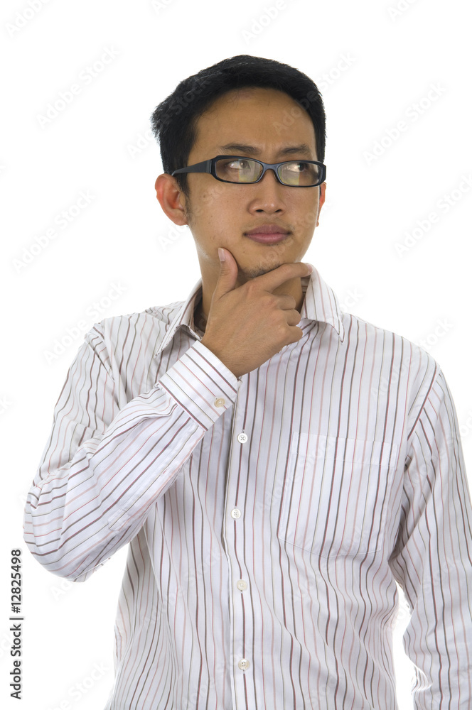 isolated asian businessman having a thought
