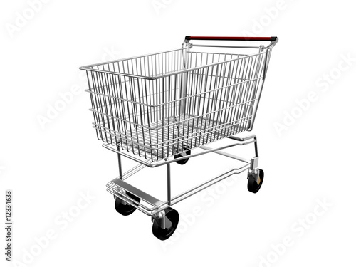 chrome shopping cart isolated on white left side