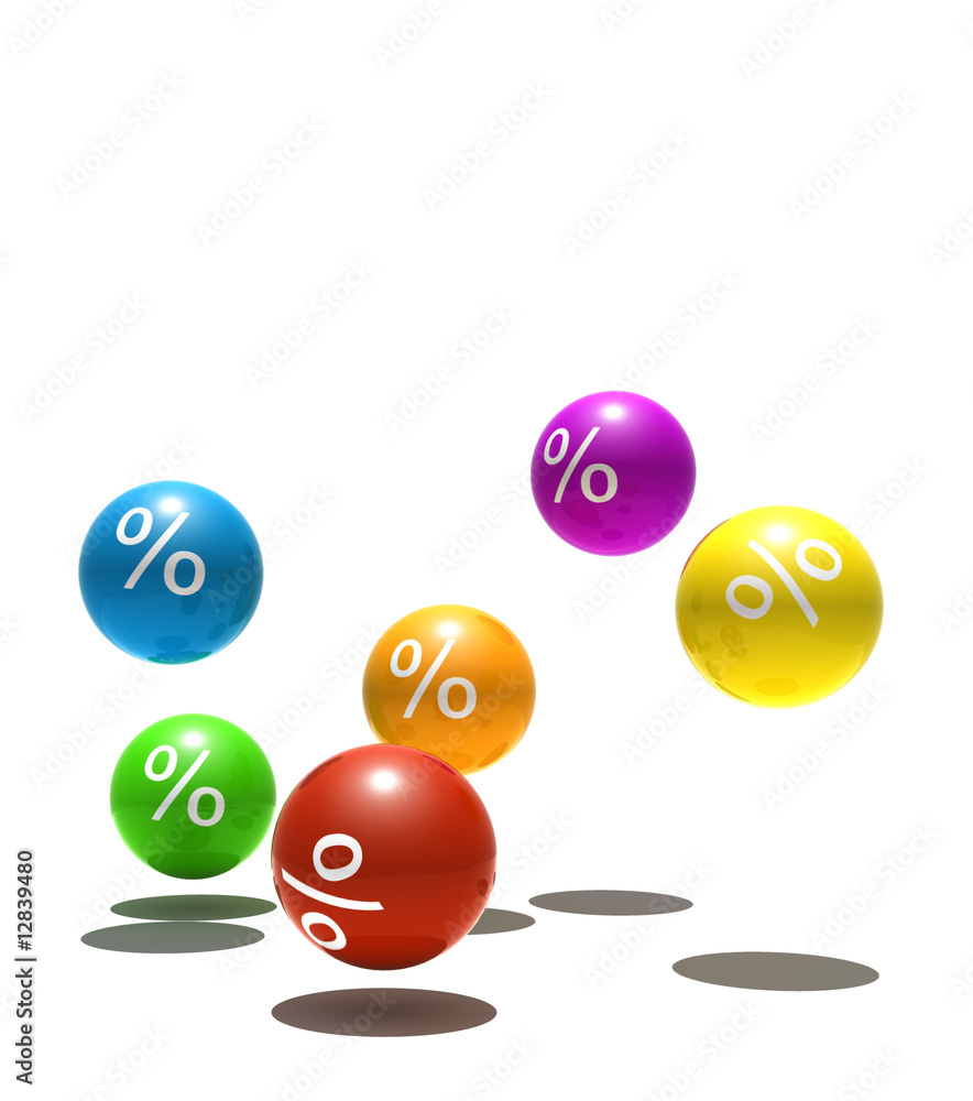 isolated multicolor spheres with percent symbol isolated multicolor spheres with percent symbol