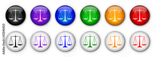 Buttons "Scales Of Justice" (x12) (various colours)
