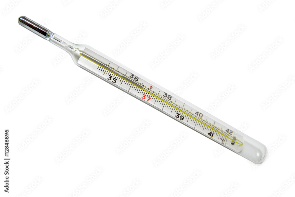 Mercury medical thermometer showing normal human temperature Stock Photo |  Adobe Stock