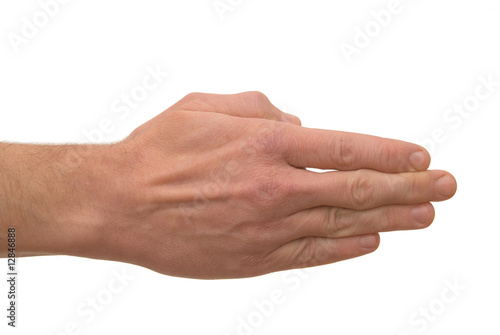 Man's hand isolated on a white background.