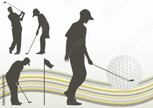 set of golf player vector