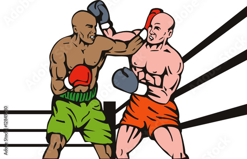 Boxer connecting a knockout punch