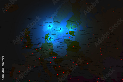 Highlighted Scandinavia on Europe map photo
