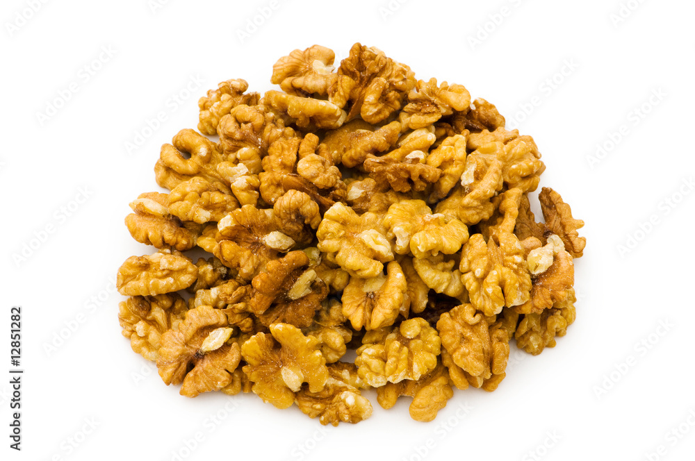 Fresh walnut nuts isolated on the white Fresh walnut nuts isolated on the white