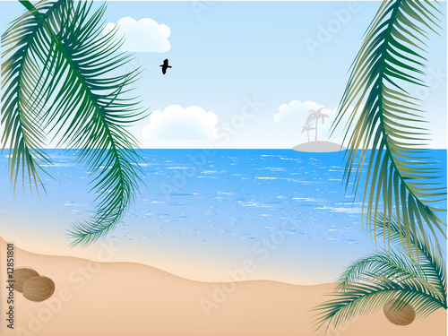 Fototapeta Naklejka Na Ścianę i Meble -  Summer beach with palms