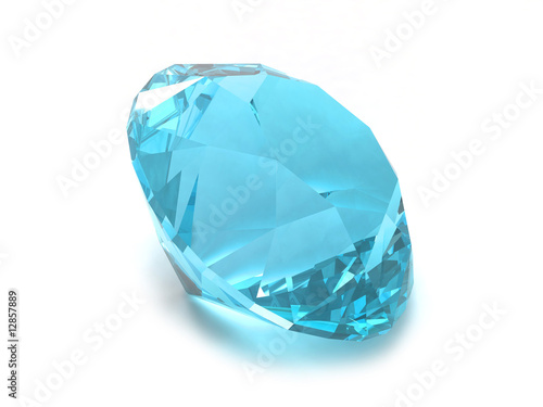 Sky blue topaz gemstone isolated on white background