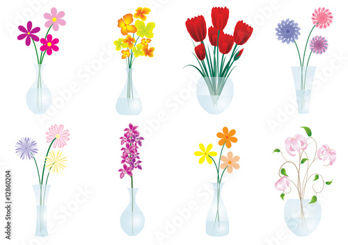 Fototapeta Naklejka Na Ścianę i Meble -  different flowers in vase on white background