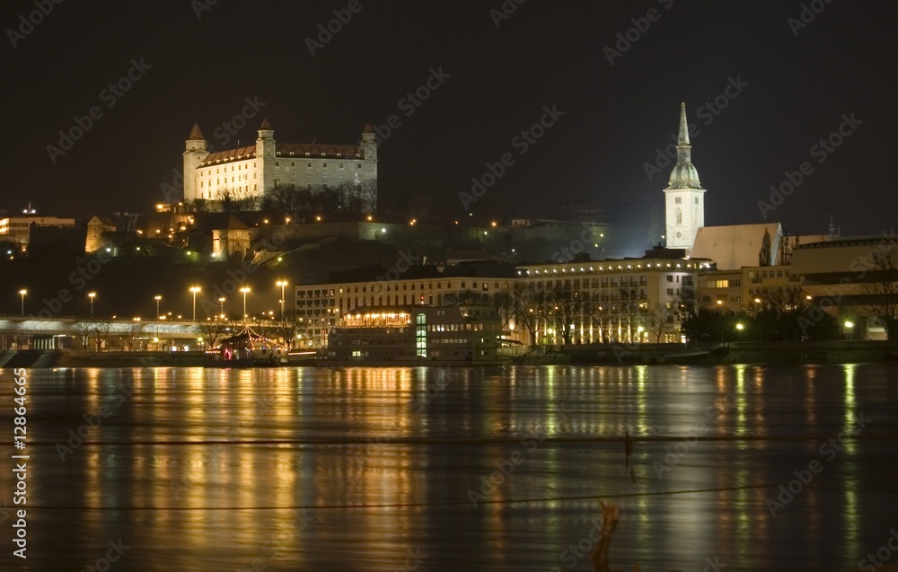 Cityscape of Bratislava old town in the night