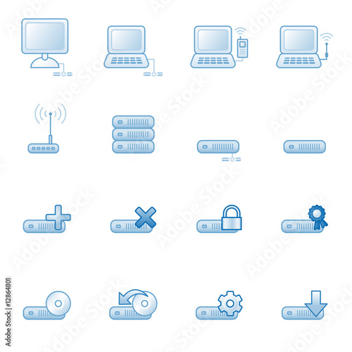 Network web icons, blue series