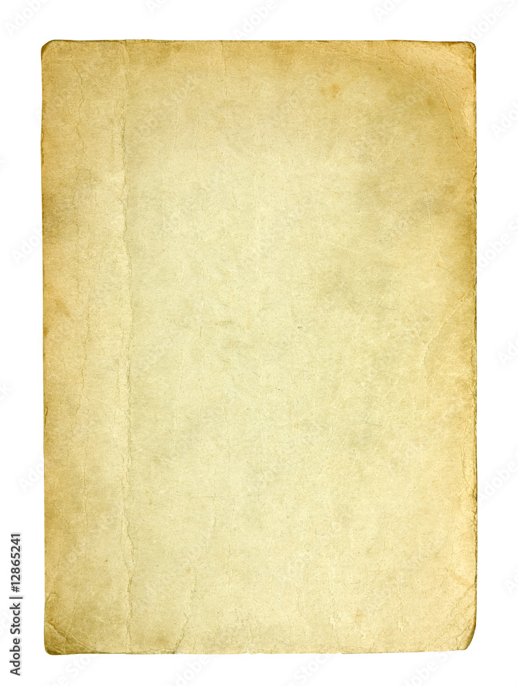 Old and dirty sheet of paper with clipping path