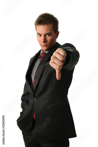 Young Businessmen Making His Thumb Down