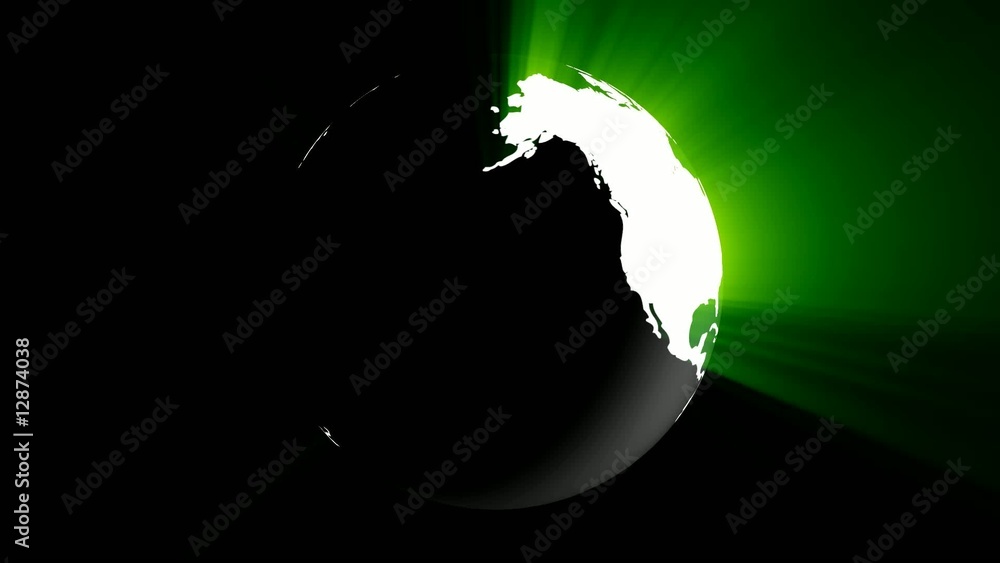 sich drehende, leuchtende Erdkugel