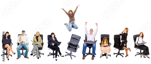 Several people in office chairs