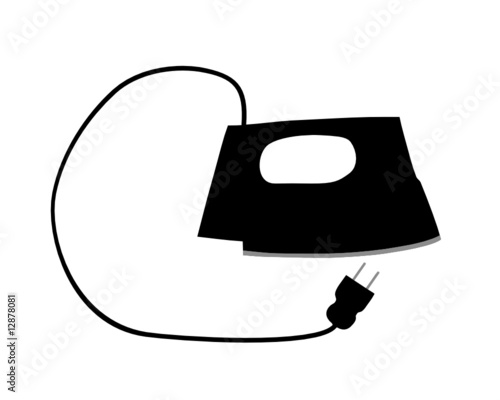 Die schwarze Silhouette von einem Bügeleisen mit Stecker