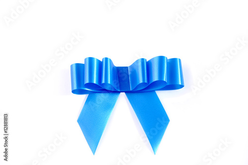 Blue ribbon isolated over white with clipping path.