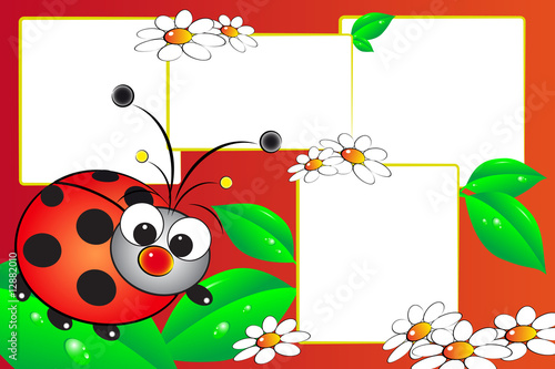 Kid scrapbook with a ladybug and flowers