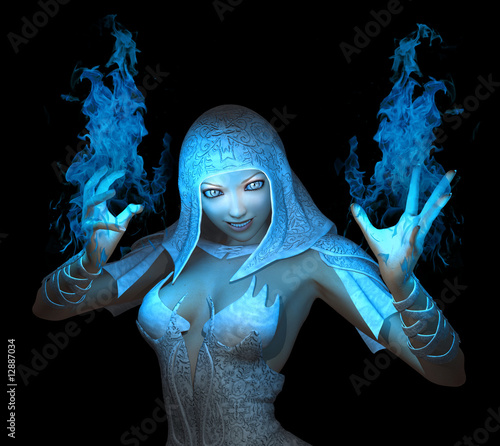 Dekoracja na wymiar  female-wizard-casting-fire-spell