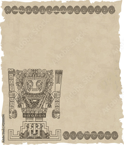 vector mayan and inca tribal symbols on old paper