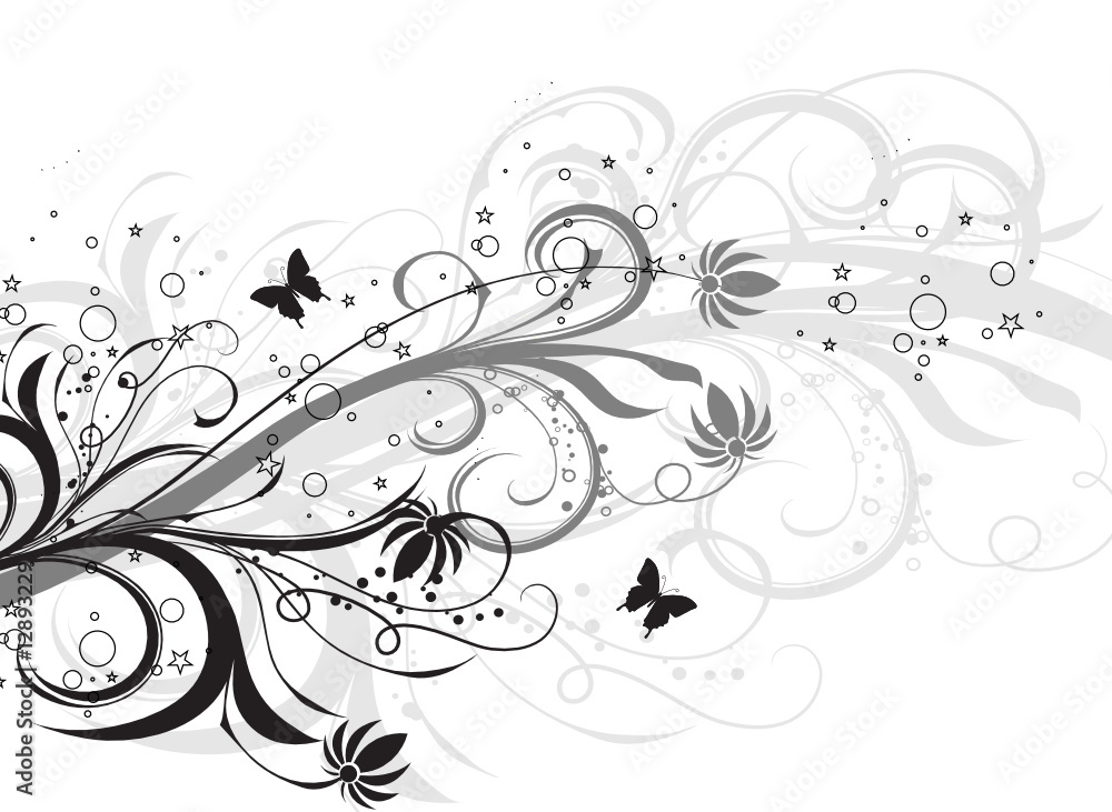 tiges floral noirs et papillons tiges floral noirs et papillons