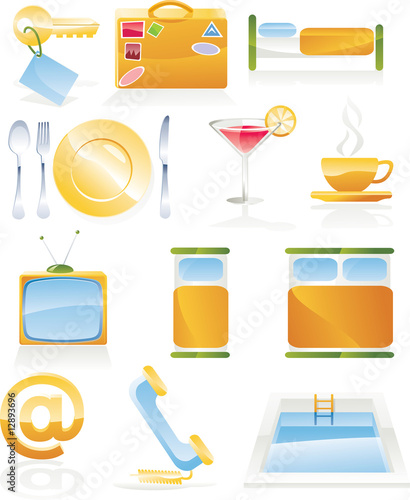 Vector hotel service icon set