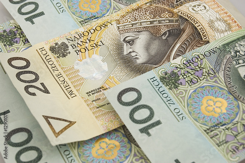 polish zloty banknotes background photo