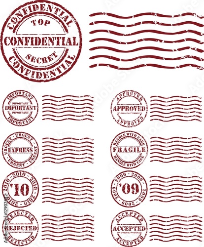 Vector  stamp with red ink
