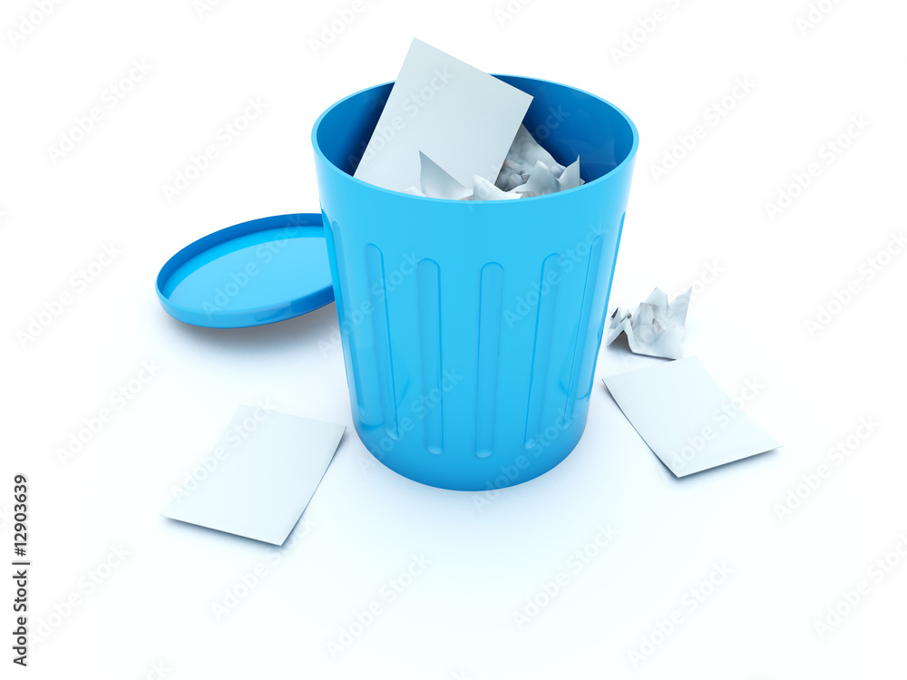 Full blue bin icon isolated on white Full blue bin icon isolated on white