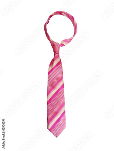 Pink necktie isolated on white 1