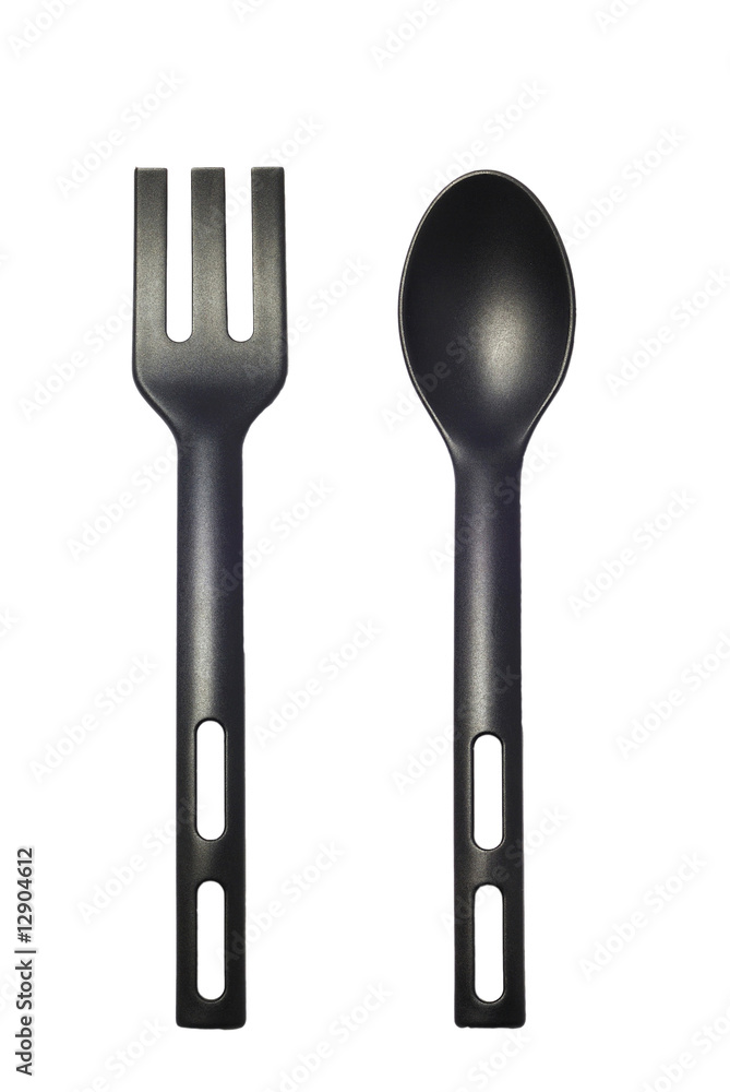 isolated black spoon and folk isolated black spoon and folk
