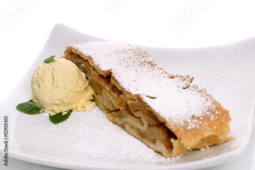 Freshly baked apple strudel