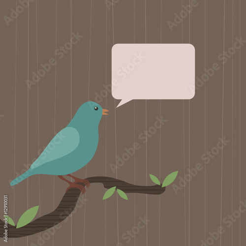 blue bird with speech bubble