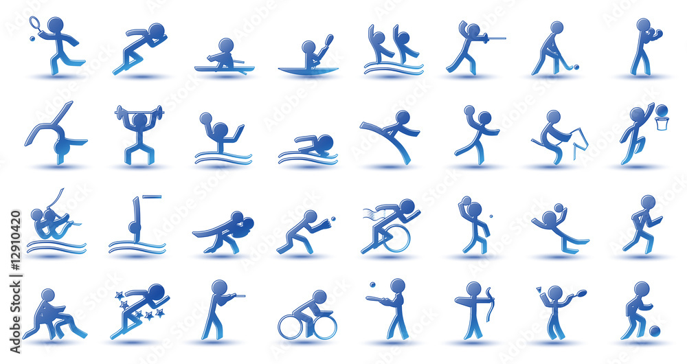 Icônes de Sport (bleu) - obrazy, fototapety, plakaty 