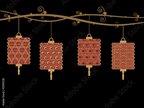 red and gold chinese lanterns