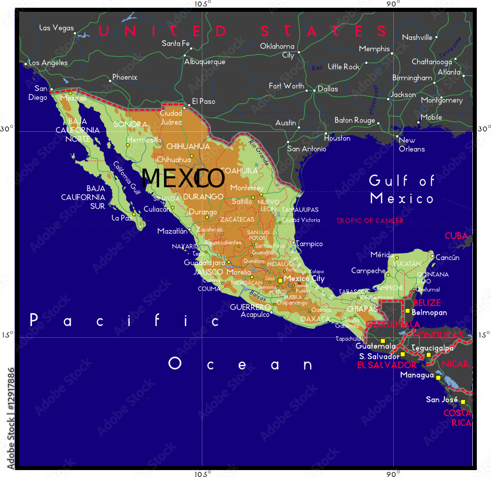 Obraz premium Mexico map Vector