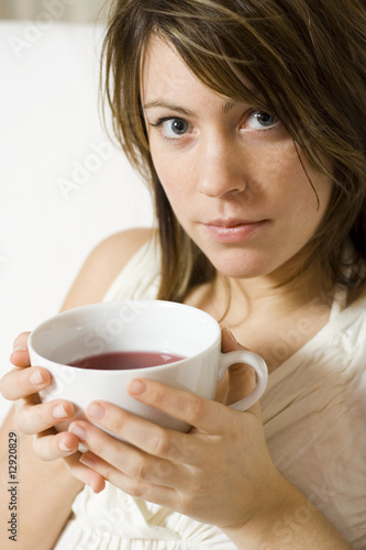 woman with tea photo