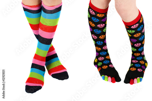 Legs with colorful stockings