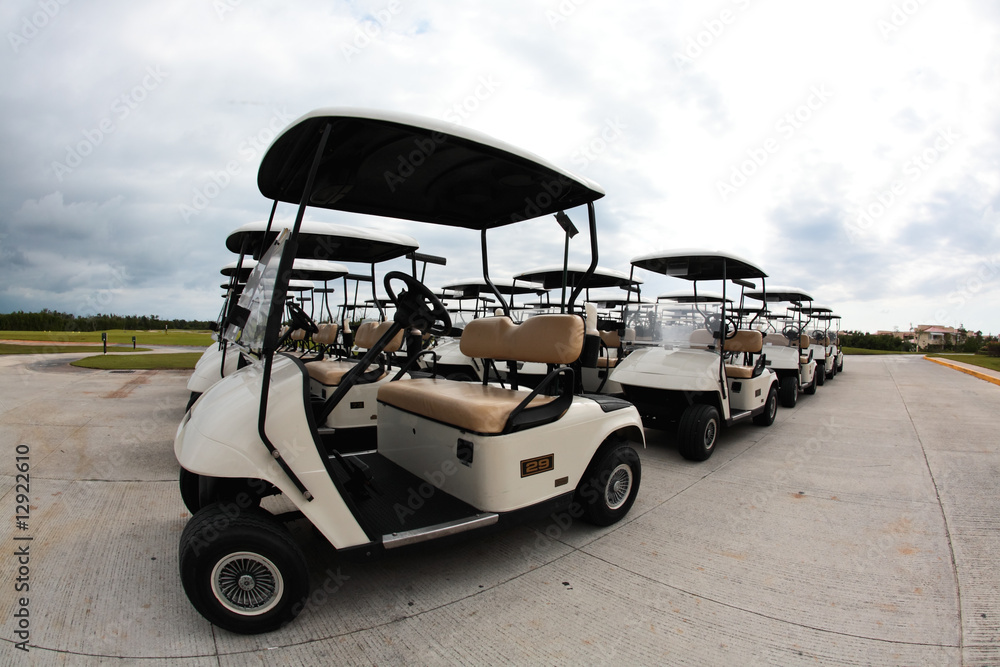 golf carts in a Cancun resort